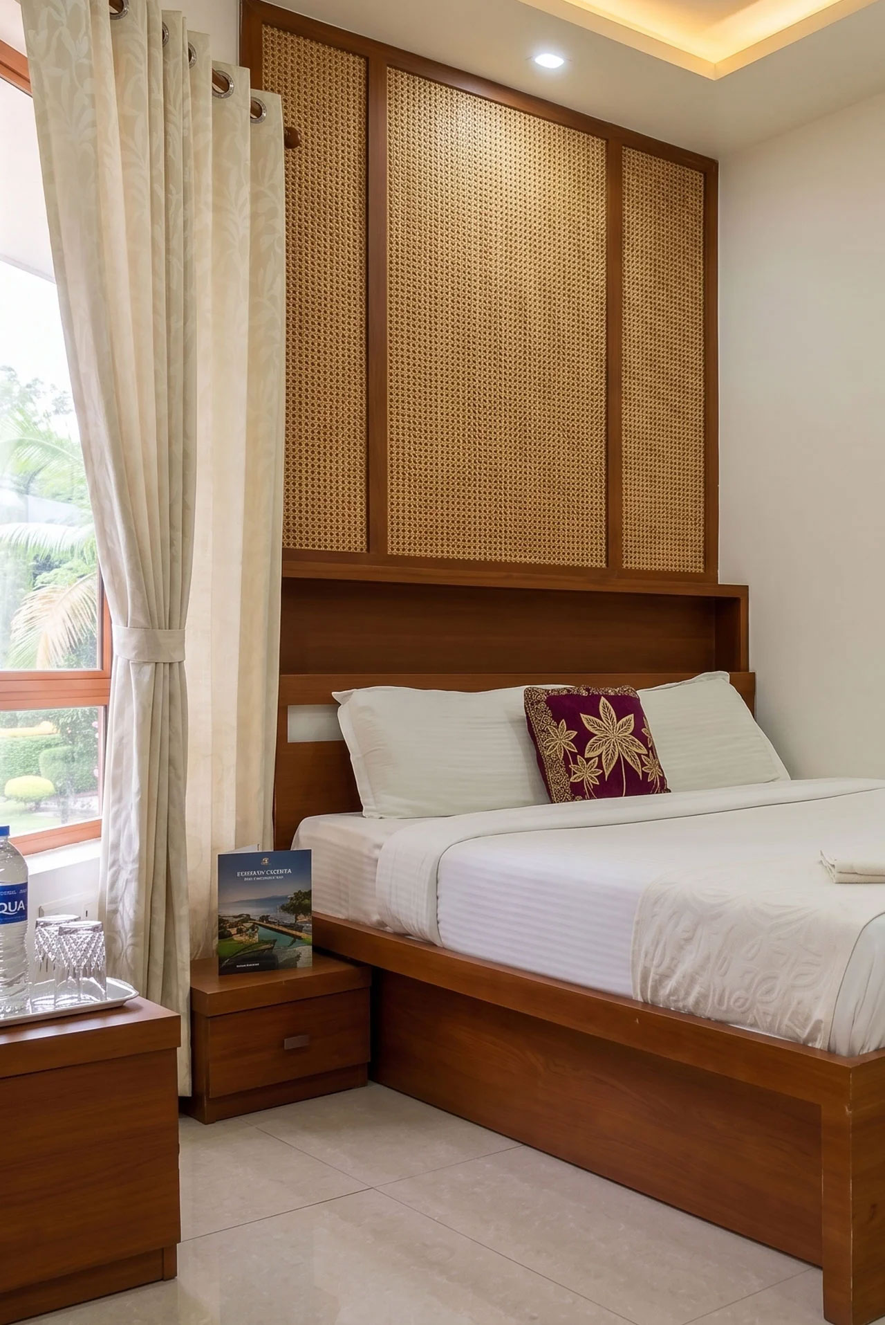 Deluxe Mansion Room with classic wooden bed